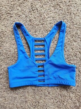 PINK Blue Strappy Back Sports Bra